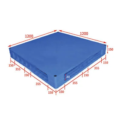 Solid top hygenic plastic pallets 120x120-double sided