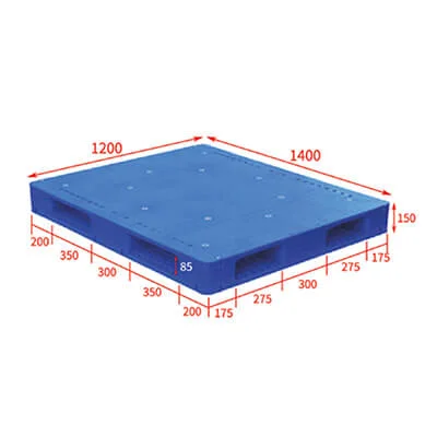 Solid top hygenic plastic pallets 140x120-double sided