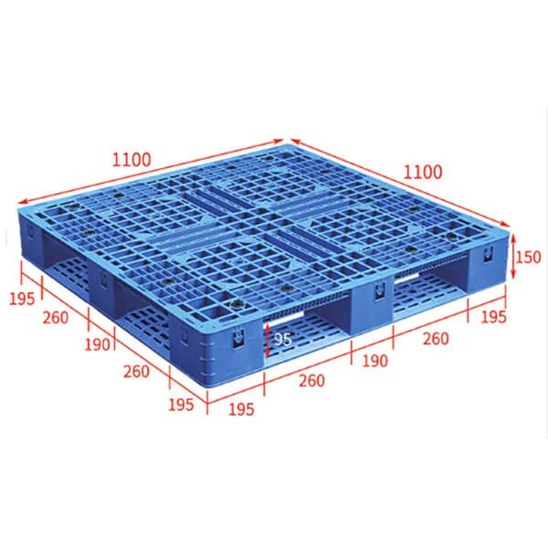 Stackable plastic pallet 110x110 D with rims&hooks