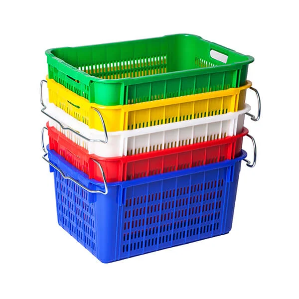 plastic vegetable crates with metal handles